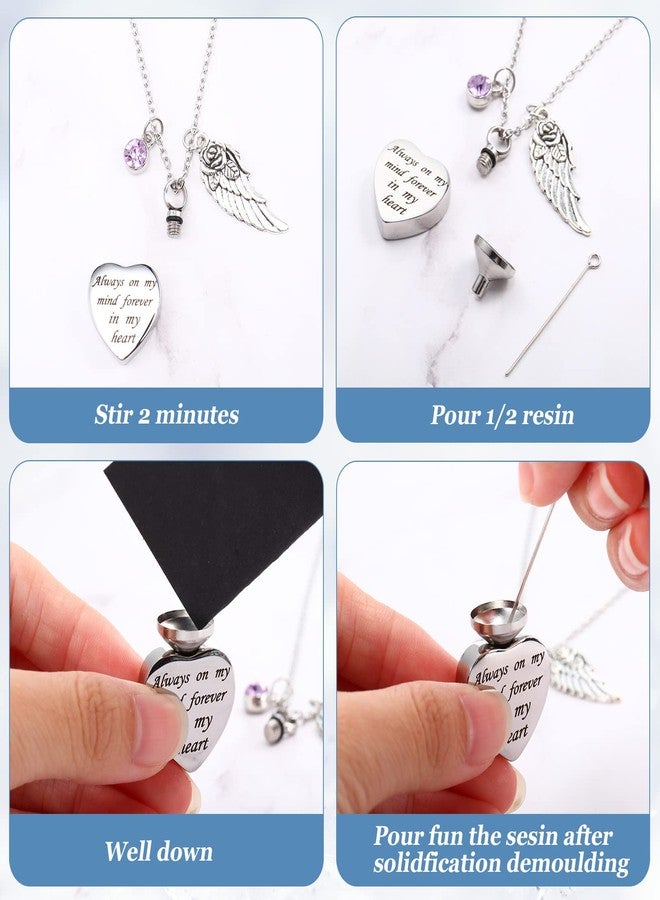 Aurelema 5 Pieces Heart Urn Necklace for Ashes Women Urn Stainless Steel Necklace Cremation Jewelry with 12 Birthstones for Ashes Always on My Mind - Image 4